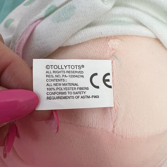 Tollytots Baby Doll Soft Plush Stuffed Blanket 13" Embroidered Eyes 13 Inches - Picture 7 of 10